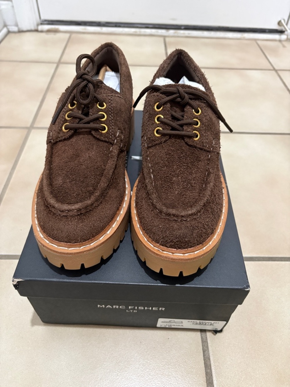 Marc Fisher Brown Suede Nerida Lug Sole Loafer